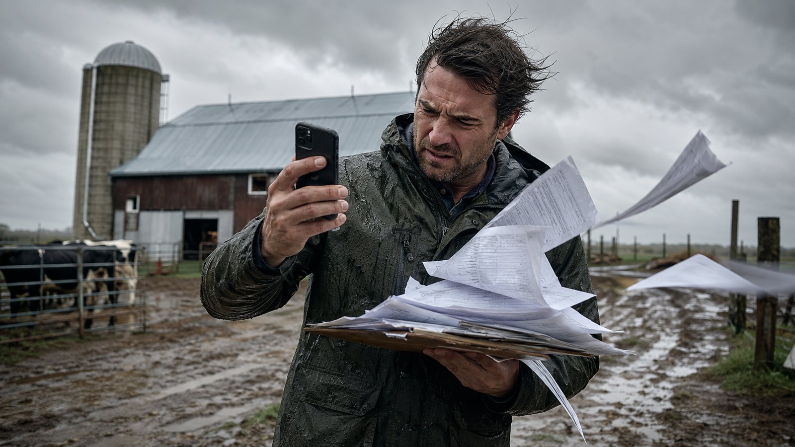 Courtier sous la pluie, paperasse emportée par le vent