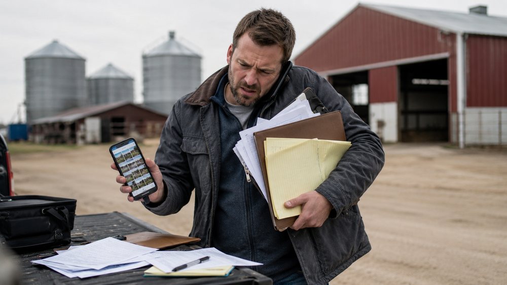 Photos de ferme coincées dans le téléphone du courtier
